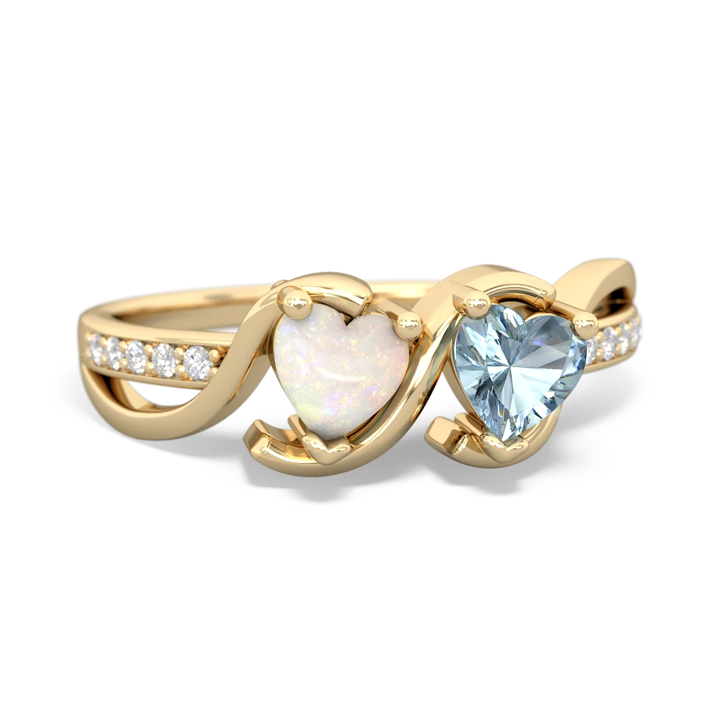 Opal Side By Side 14K Yellow Gold ring R3090
