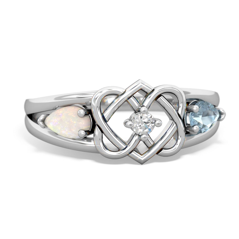 Opal Hearts Intertwined 14K White Gold ring R5880