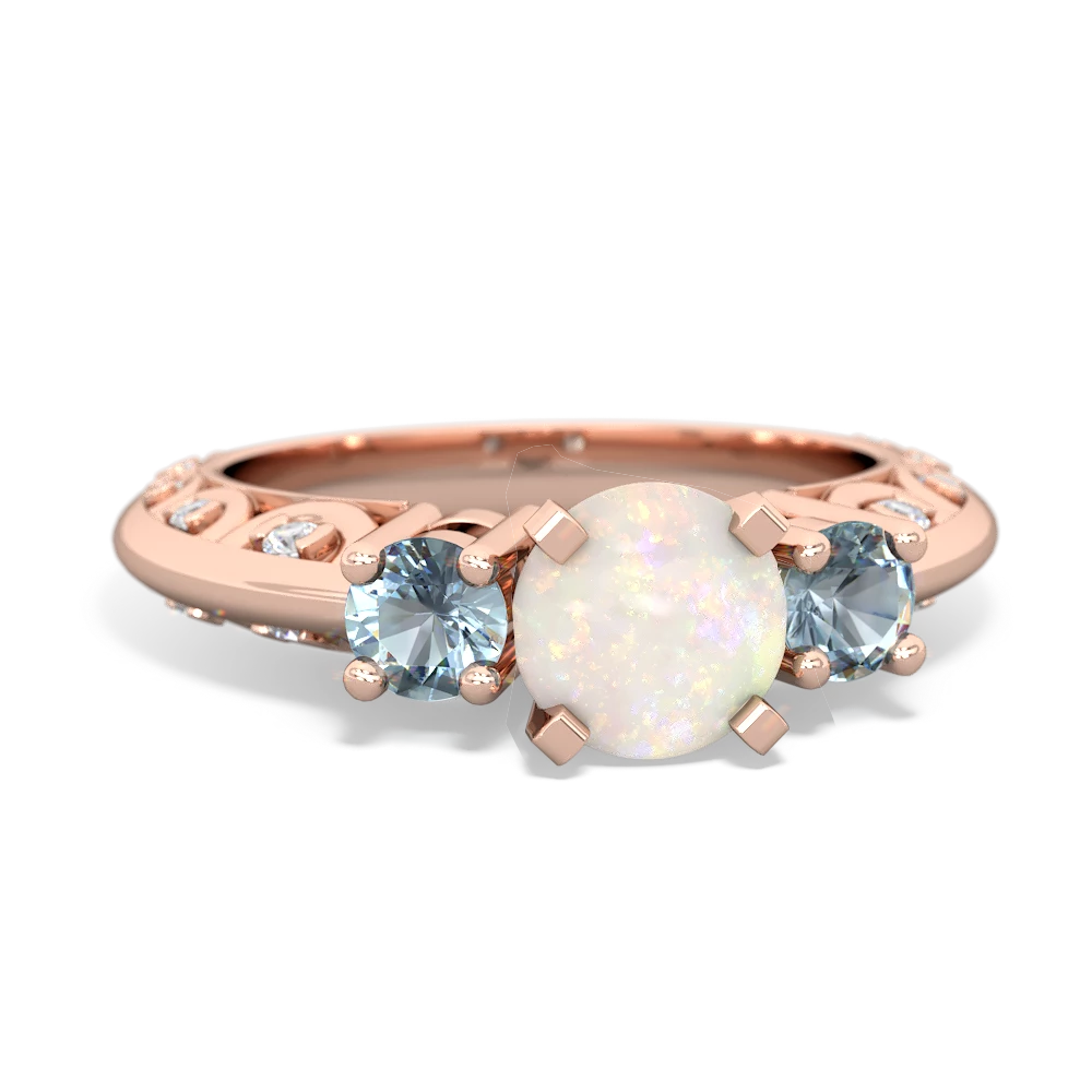 Opal Art Deco Eternal Embrace Engagement 14K Rose Gold ring C2003