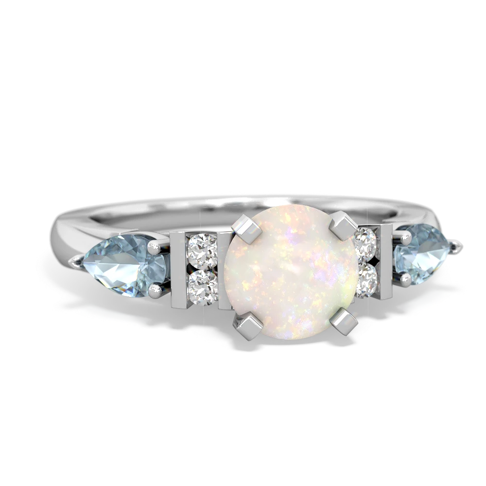 Opal 6Mm Round Eternal Embrace Engagement 14K White Gold ring R2005