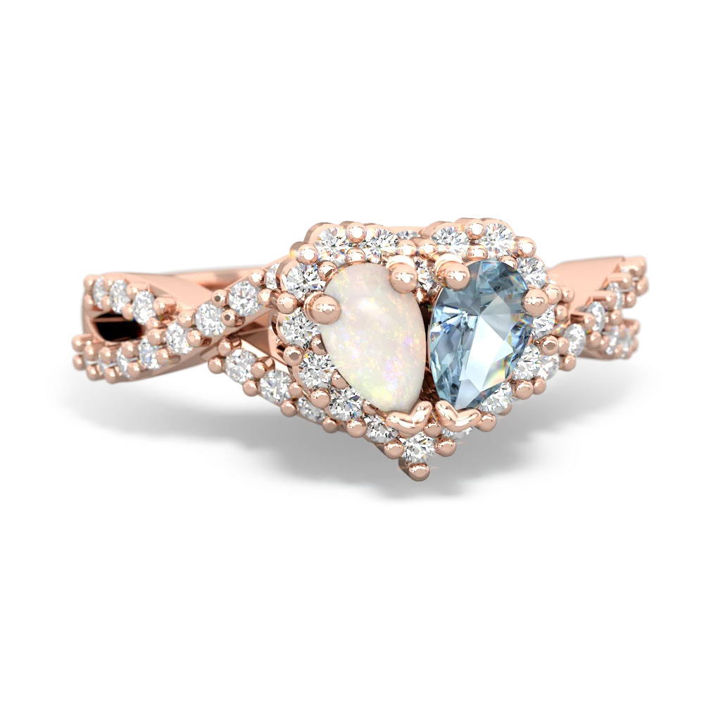 Opal Diamond Twist 'One Heart' 14K Rose Gold ring R2640HRT