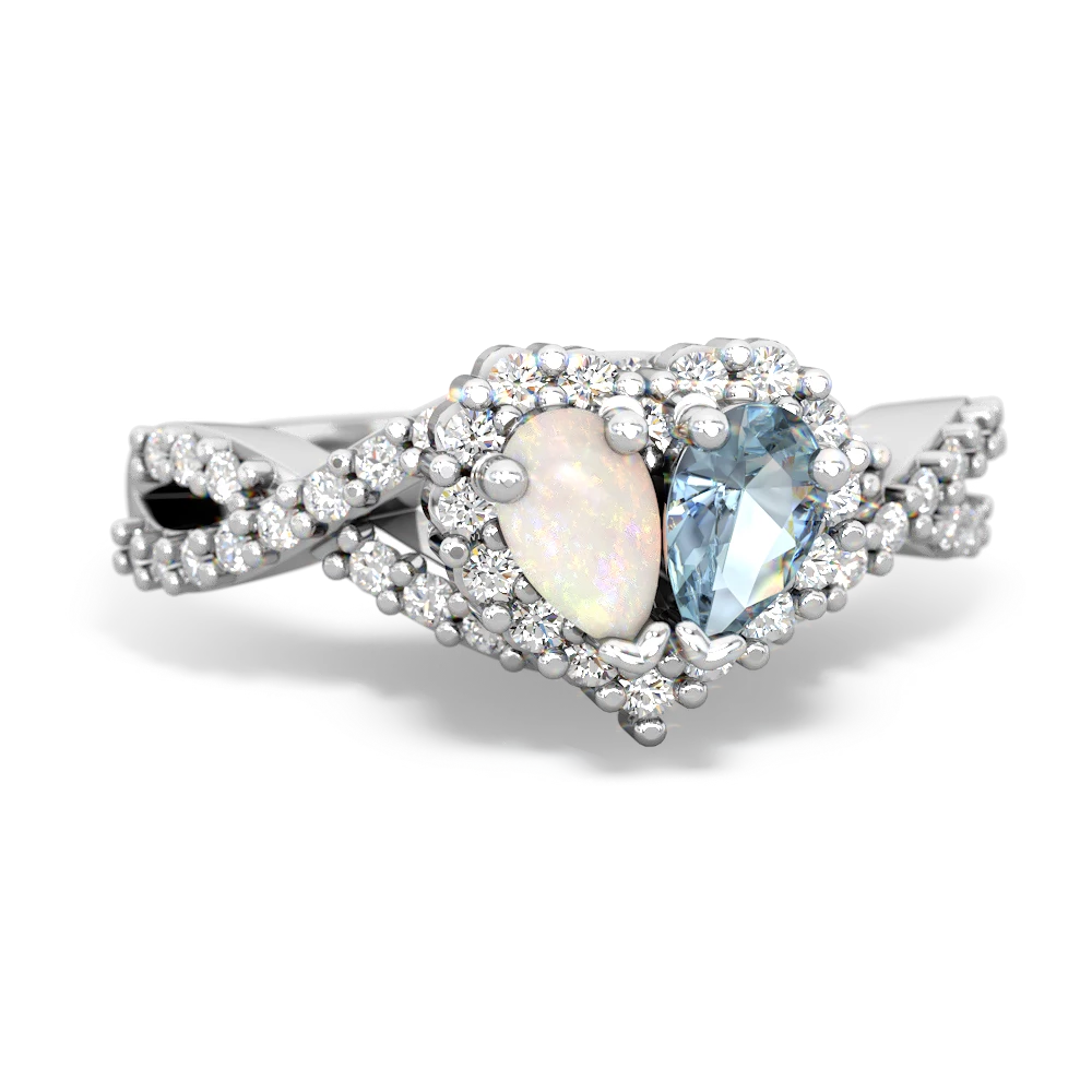 Opal Diamond Twist 'One Heart' 14K White Gold ring R2640HRT