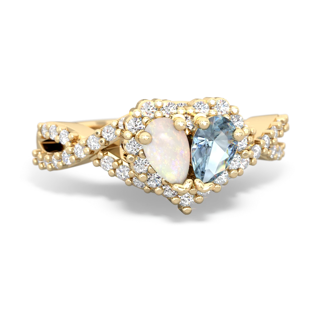 Opal Diamond Twist 'One Heart' 14K Yellow Gold ring R2640HRT