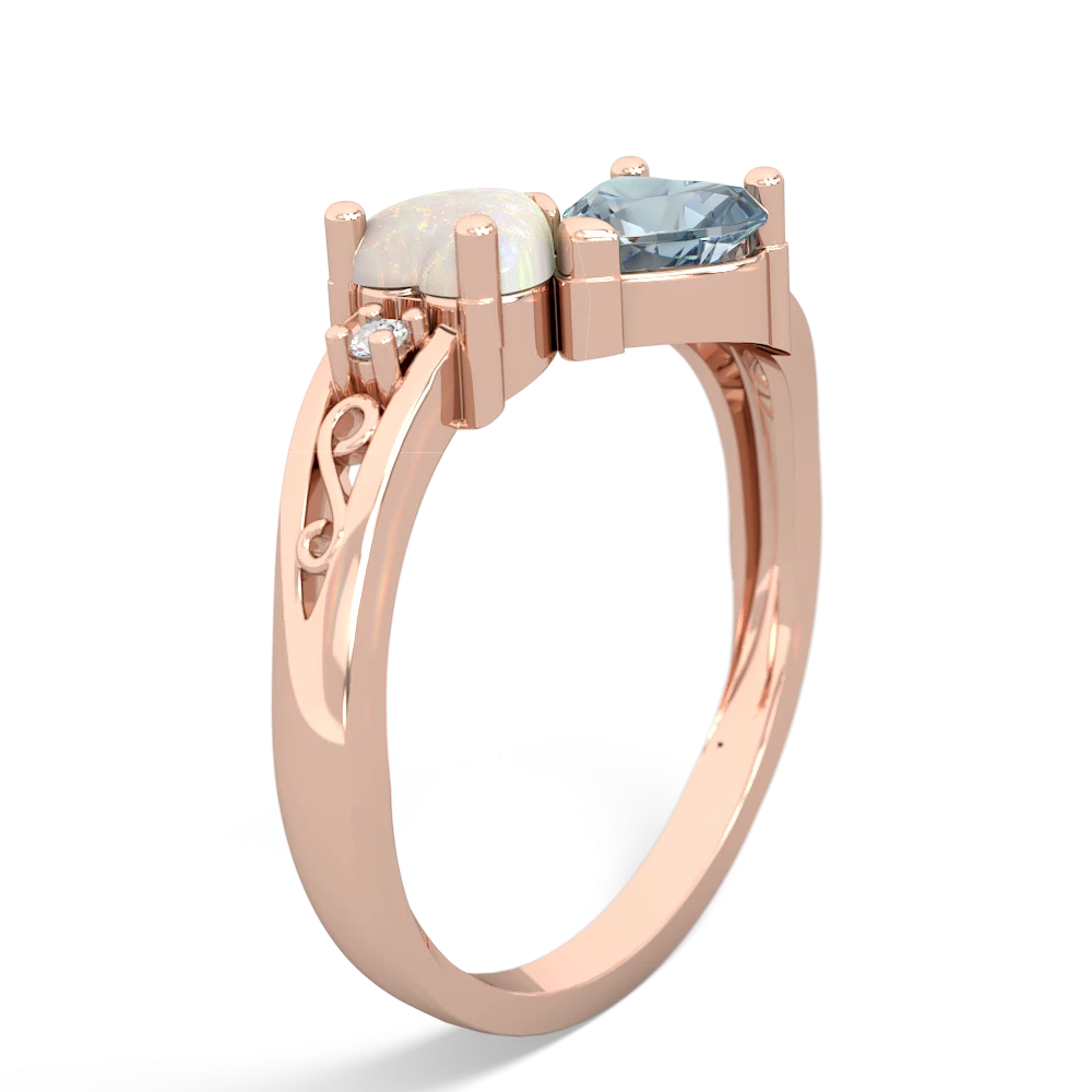 Opal Snuggling Hearts 14K Rose Gold ring R2178