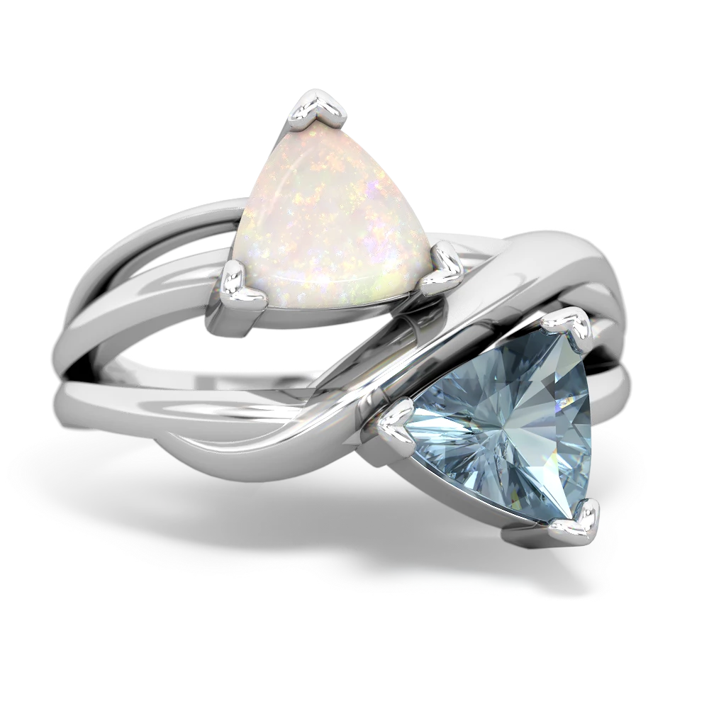 Opal Split Band Swirl 14K White Gold ring R2341