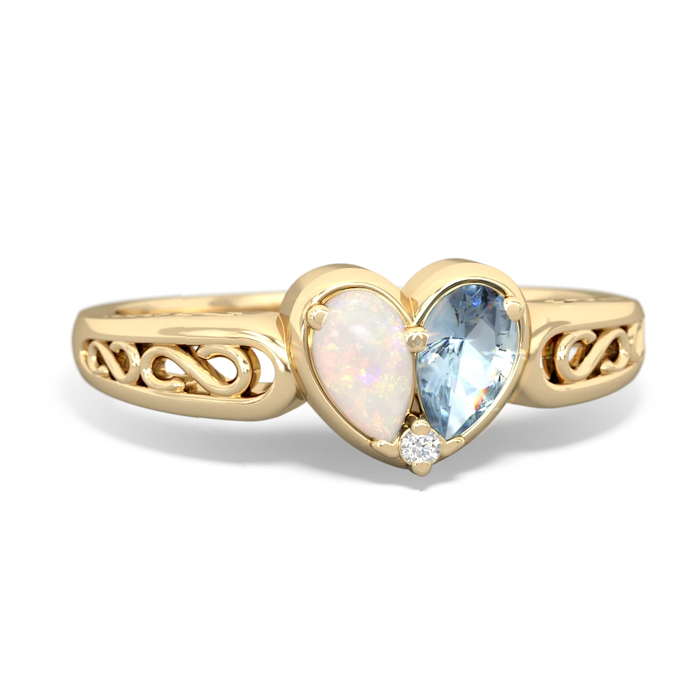 Opal Filligree 'One Heart' 14K Yellow Gold ring R5070