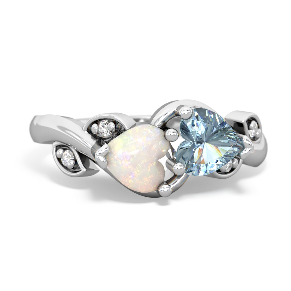 Opal Floral Elegance 14K White Gold ring R5790