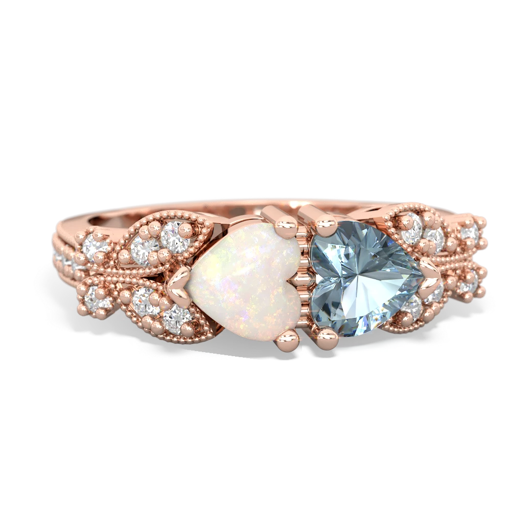 Opal Diamond Butterflies 14K Rose Gold ring R5601