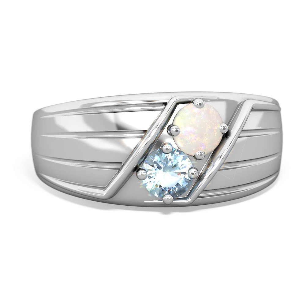 Opal Men's Streamline 14K White Gold ring R0460