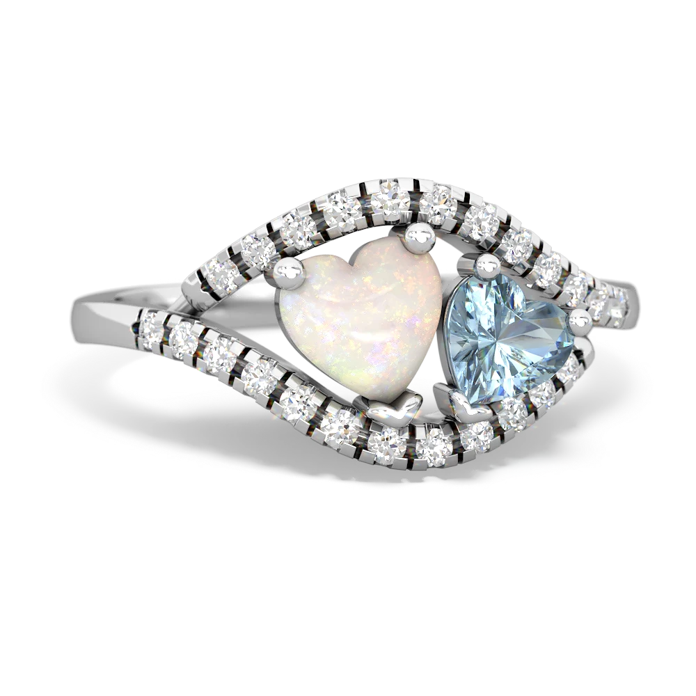 Opal Mother And Child 14K White Gold ring R3010