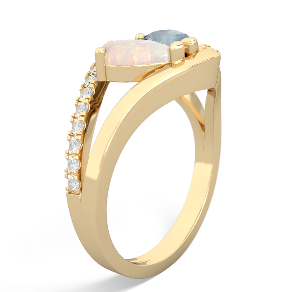 Opal Nestled Heart Keepsake 14K Yellow Gold ring R5650