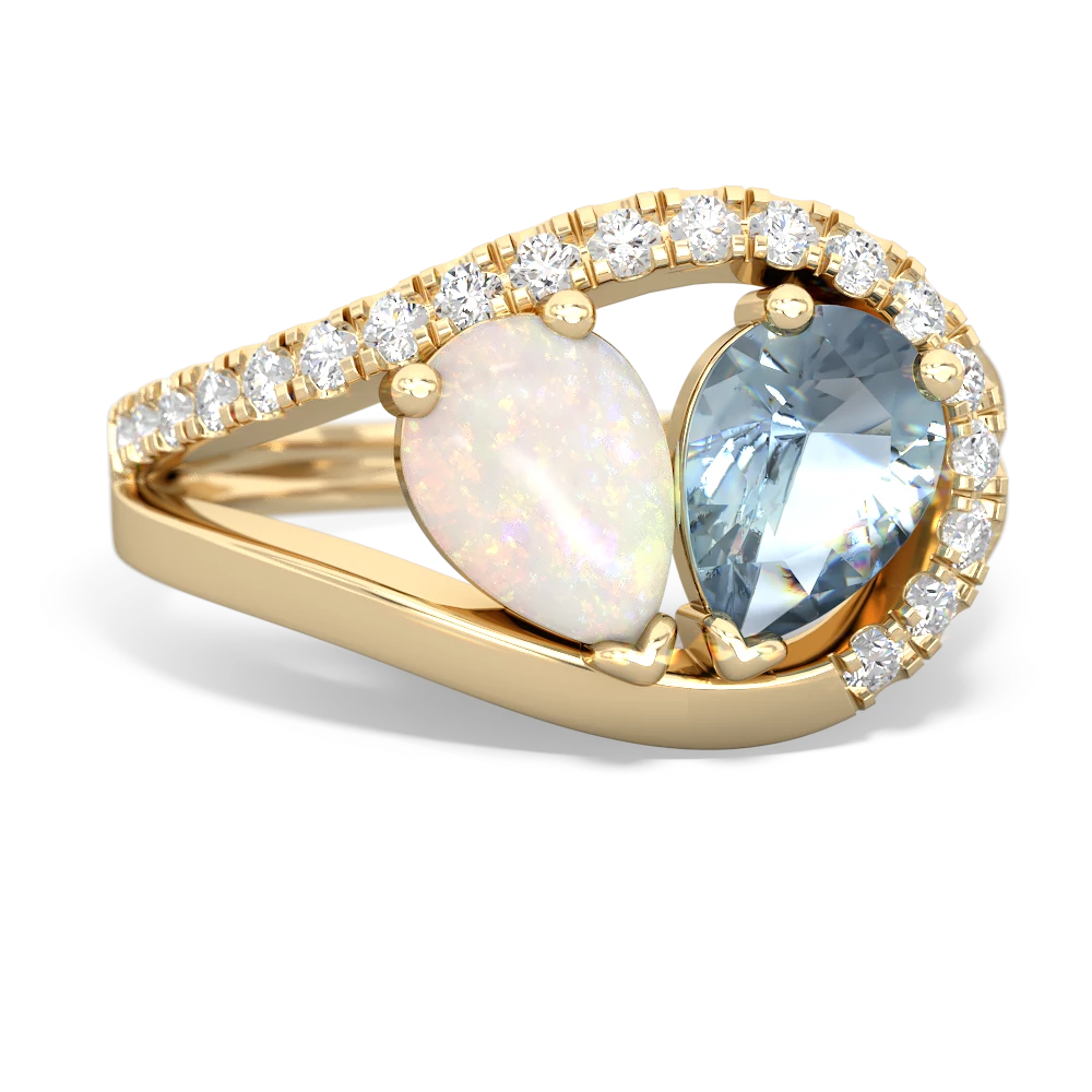 Opal Nestled Heart Keepsake 14K Yellow Gold ring R5650