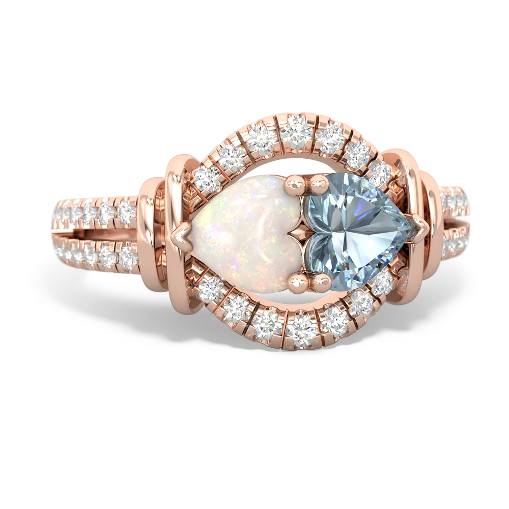 Opal Art-Deco Keepsake 14K Rose Gold ring R5630