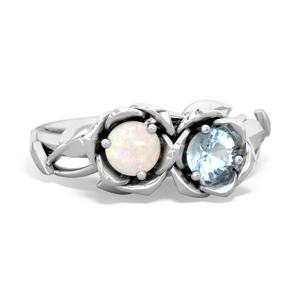 Opal Rose Garden 14K White Gold ring R5510