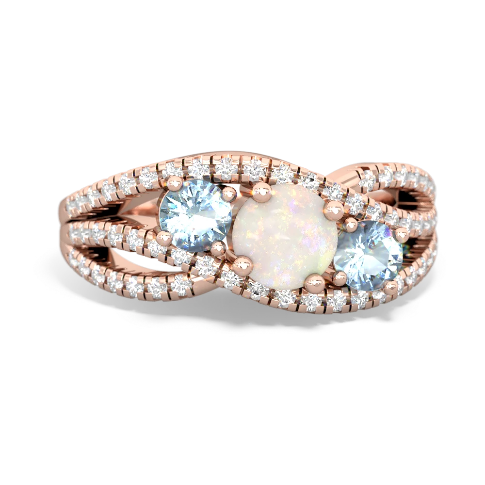 Opal Three Stone Aurora 14K Rose Gold ring R3080