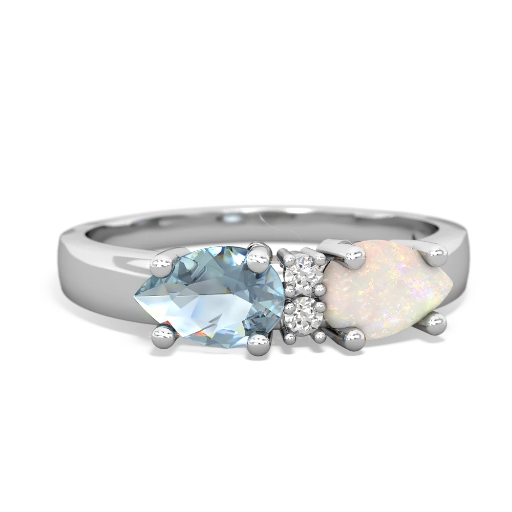 Opal Pear Bowtie 14K White Gold ring R0865