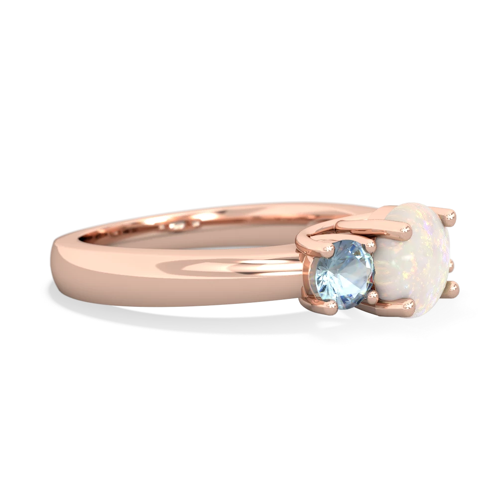 Opal Three Stone Round Trellis 14K Rose Gold ring R4018