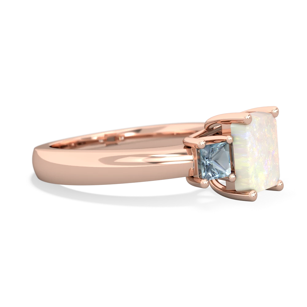 Opal Three Stone Emerald-Cut Trellis 14K Rose Gold ring R4021