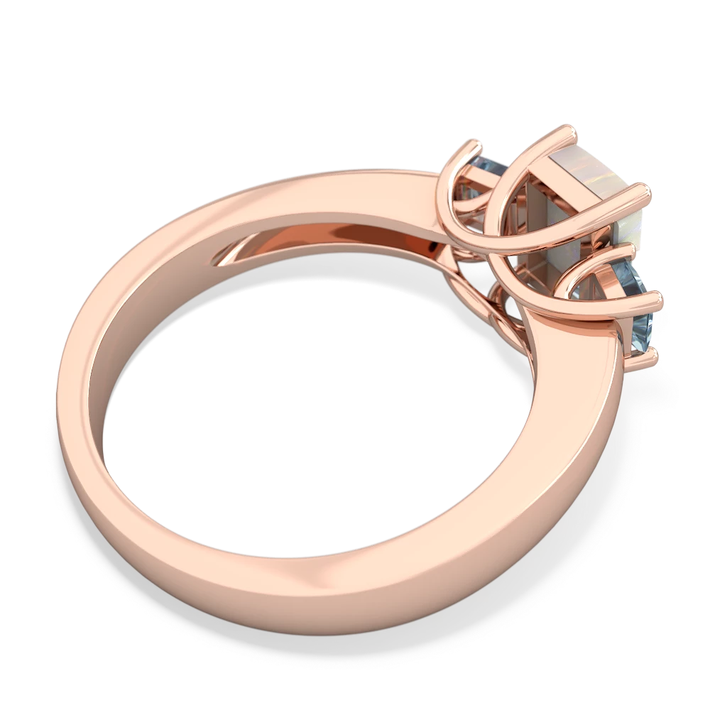 Opal Three Stone Emerald-Cut Trellis 14K Rose Gold ring R4021