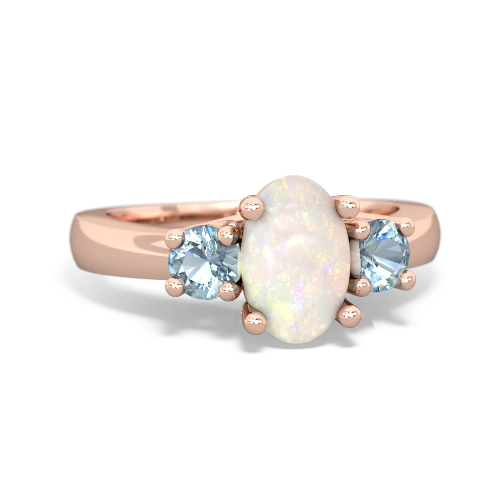 Opal Three Stone Oval Trellis 14K Rose Gold ring R4024