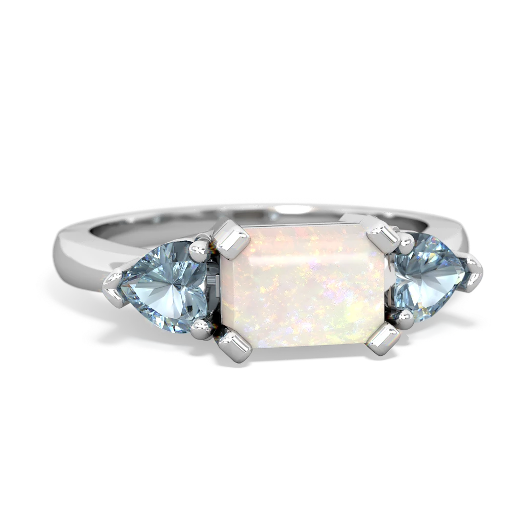 Opal Three Stone 14K White Gold ring R5235