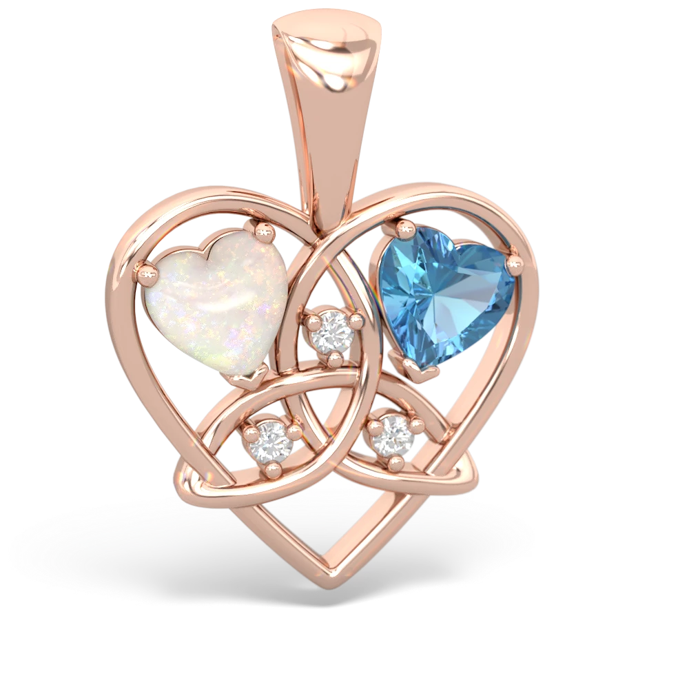 Opal Celtic Trinity Heart 14K Rose Gold pendant P5331