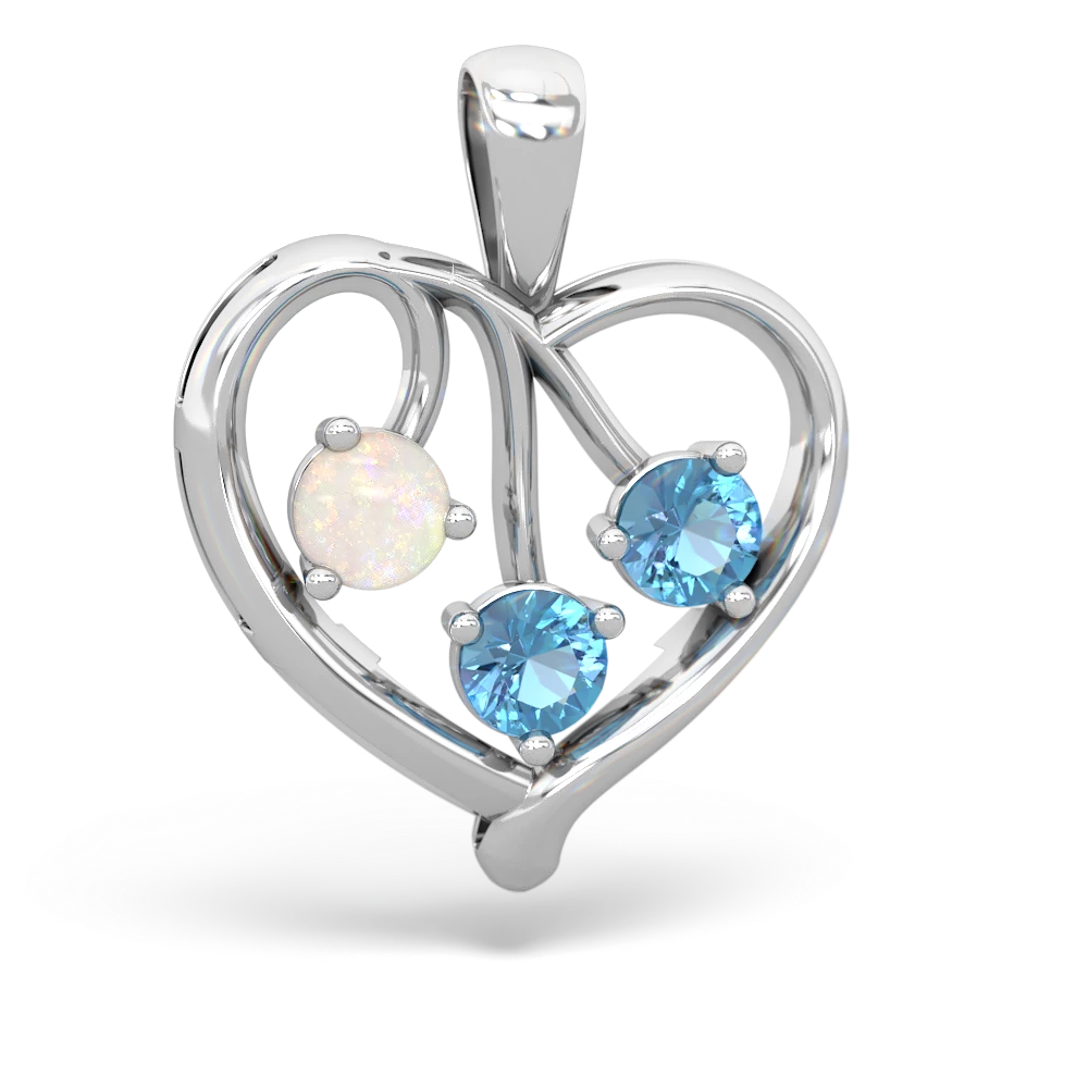 Opal Glowing Heart 14K White Gold pendant P2233