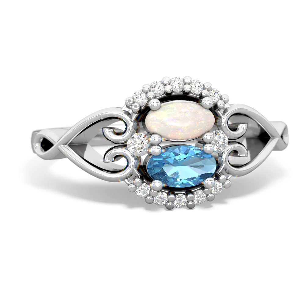 Opal Love Nest 14K White Gold ring R5860