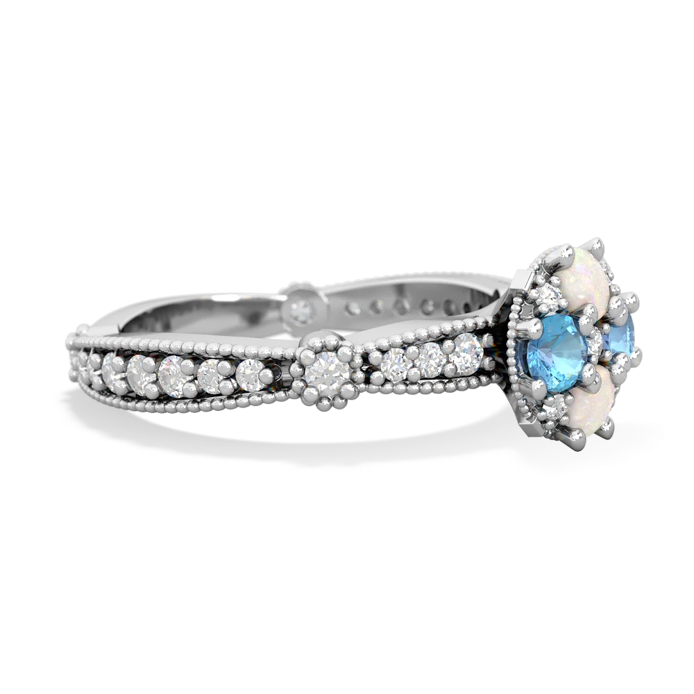 Opal Sparkling Tiara Cluster 14K White Gold ring R26293RD