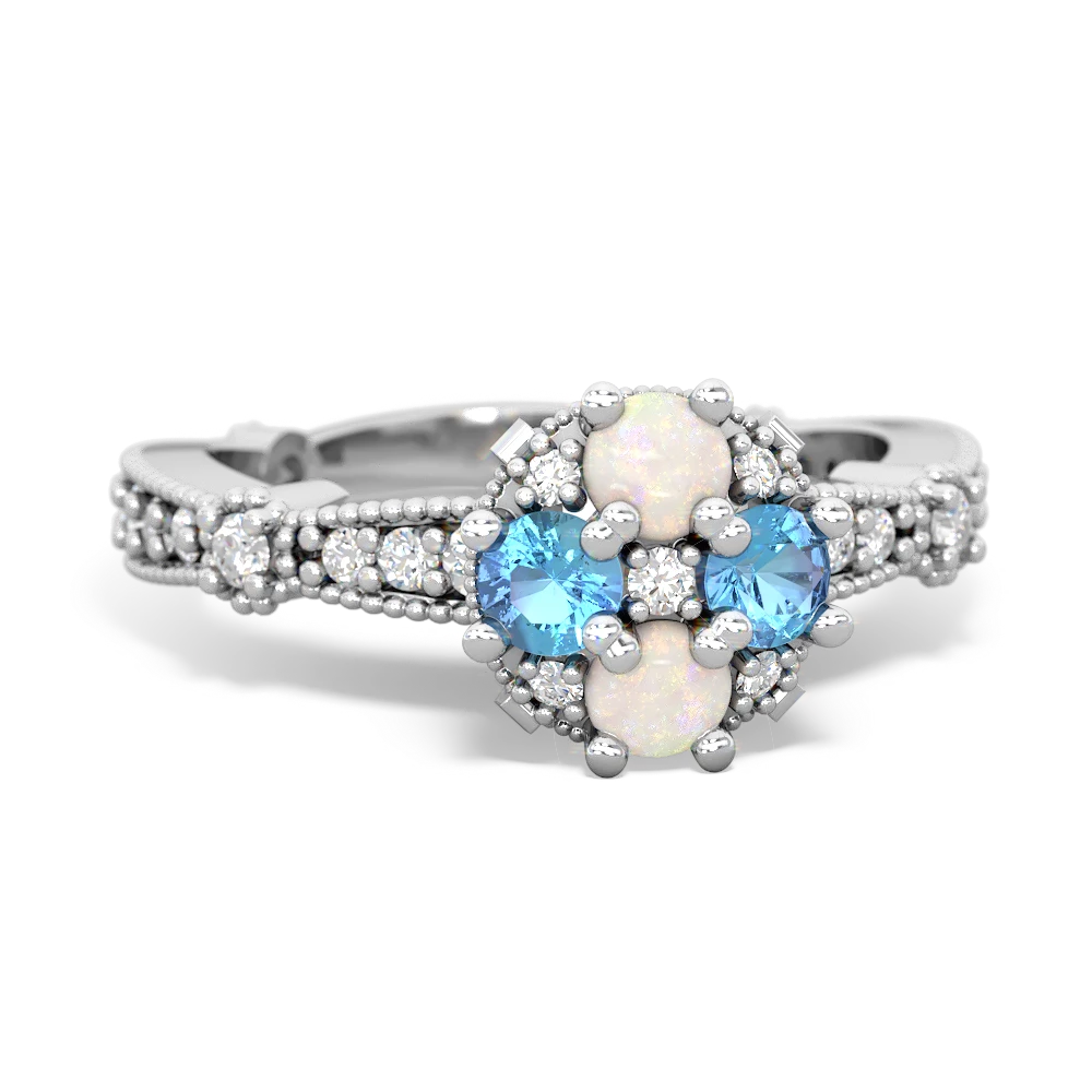 Opal Sparkling Tiara Cluster 14K White Gold ring R26293RD