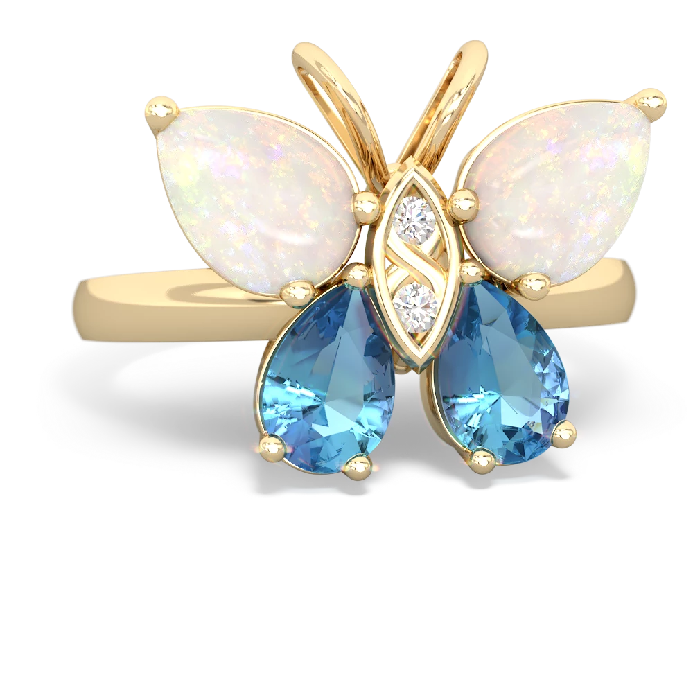 Opal Butterfly 14K Yellow Gold ring R2215