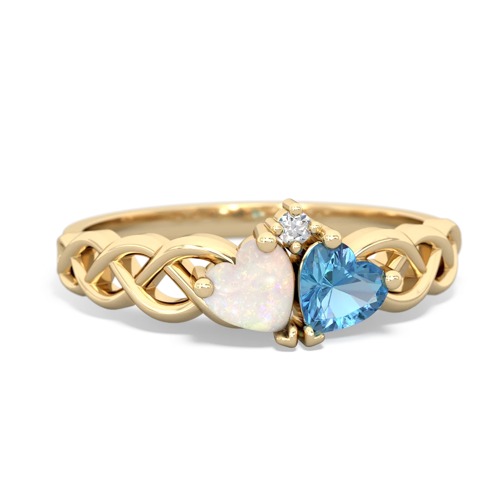 Opal Heart To Heart Braid 14K Yellow Gold ring R5870