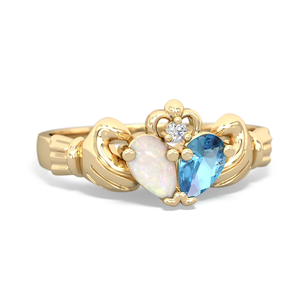 Opal 'Our Heart' Claddagh 14K Yellow Gold ring R2388