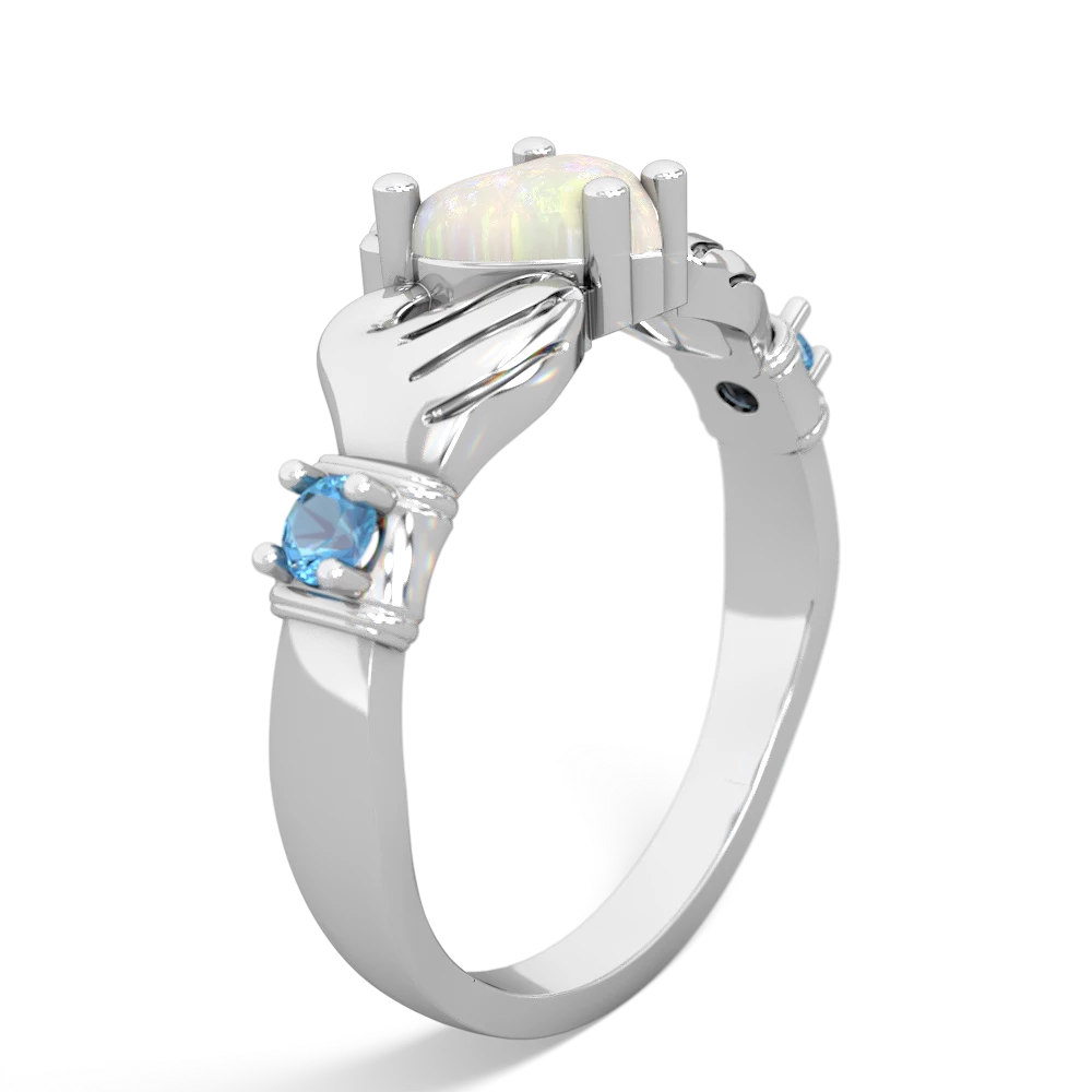 Opal Claddagh Keepsake 14K White Gold ring R5245