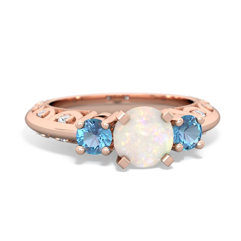 Opal Art Deco Eternal Embrace Engagement 14K Rose Gold ring C2003