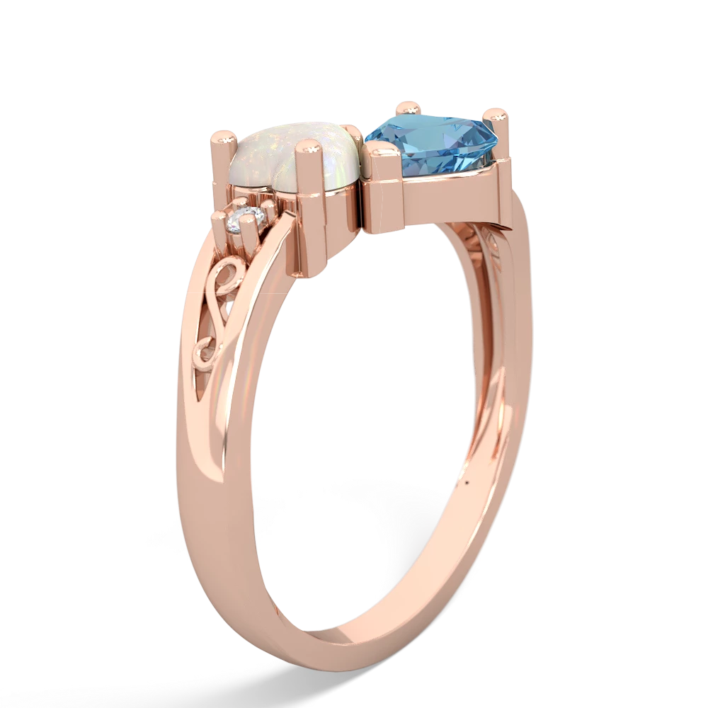 Opal Snuggling Hearts 14K Rose Gold ring R2178