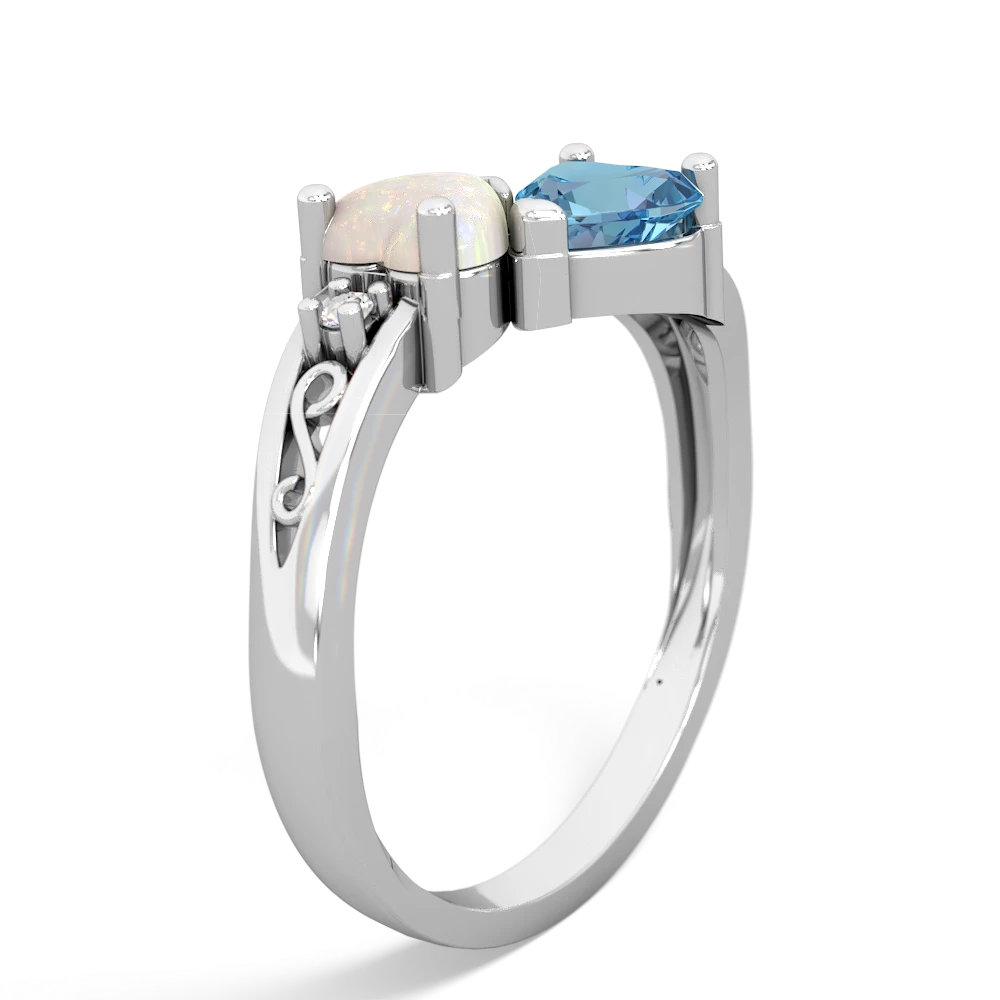 Opal Snuggling Hearts 14K White Gold ring R2178