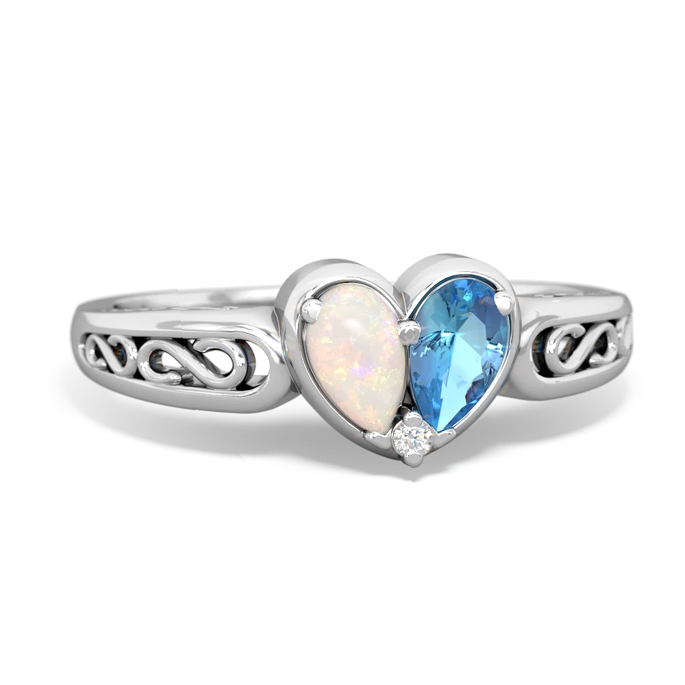 Opal Filligree 'One Heart' 14K White Gold ring R5070