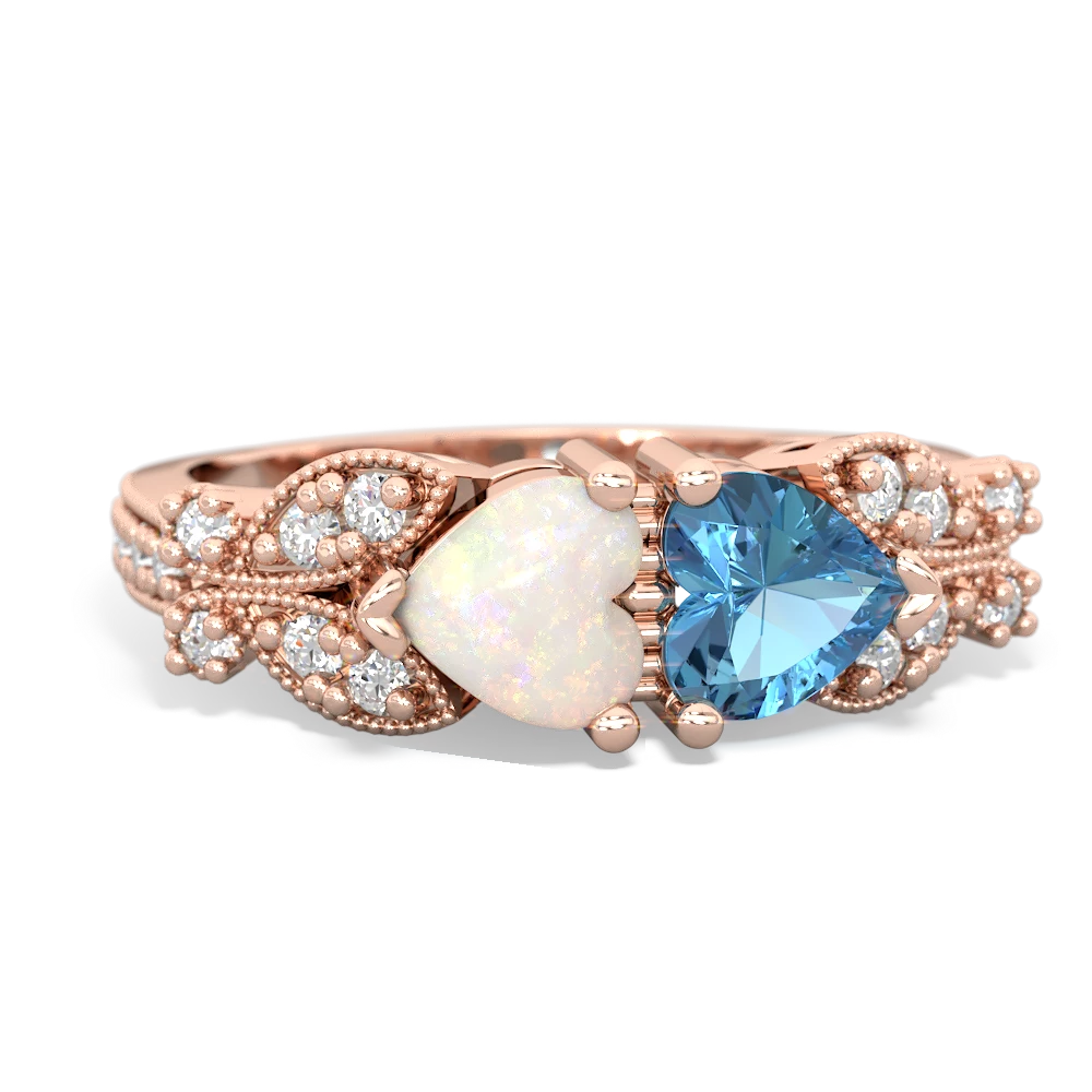 Opal Diamond Butterflies 14K Rose Gold ring R5601