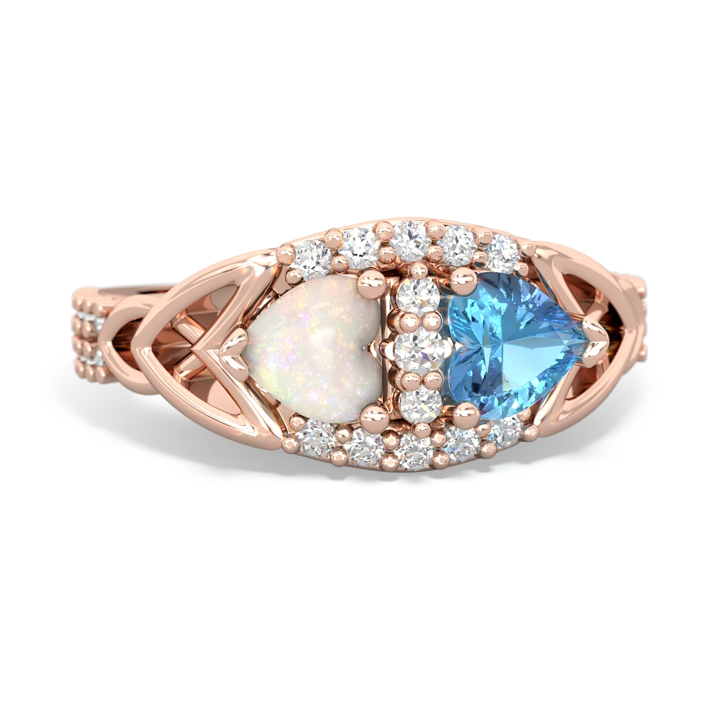 Opal Sparkling Celtic Knot 14K Rose Gold ring R2645