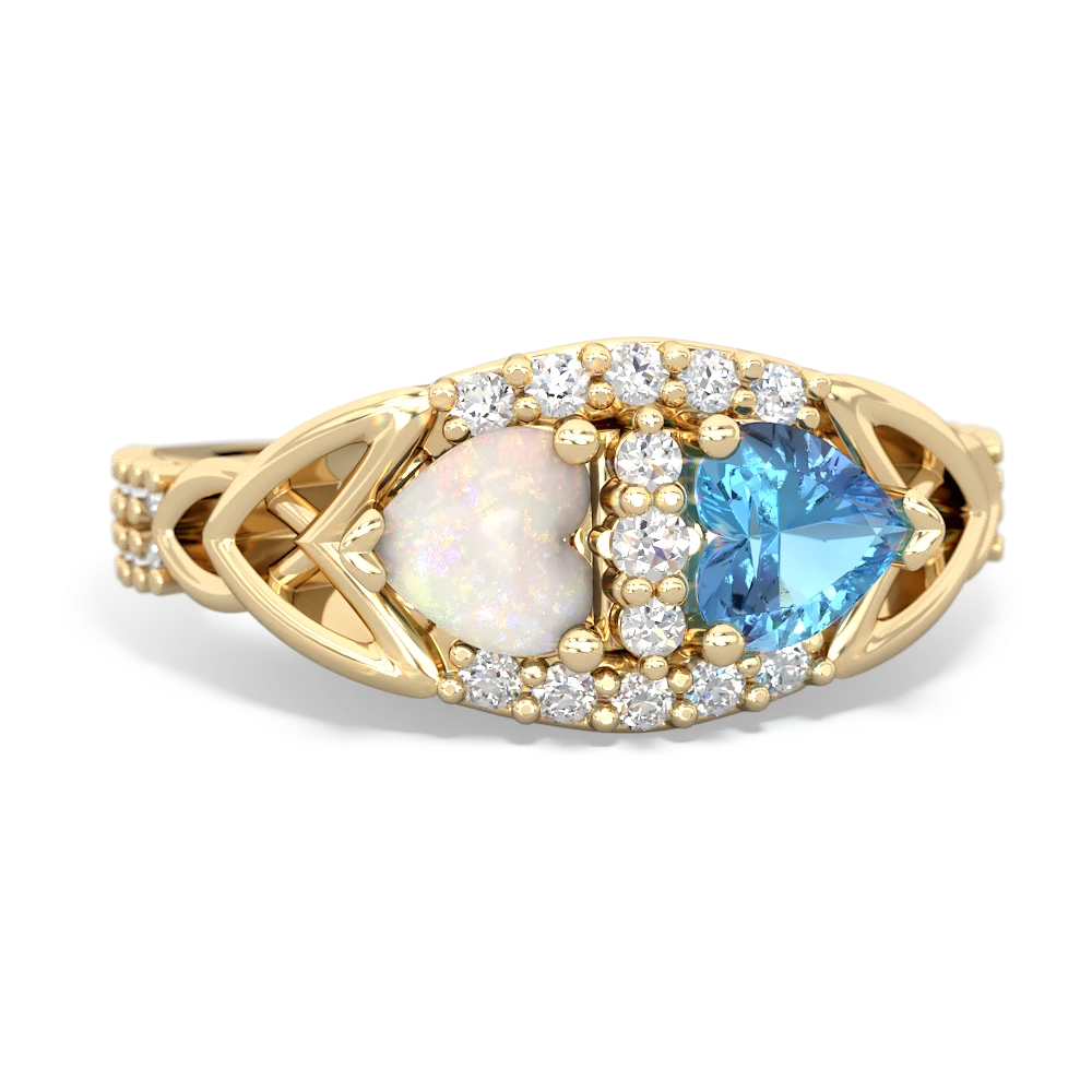 Opal Sparkling Celtic Knot 14K Yellow Gold ring R2645
