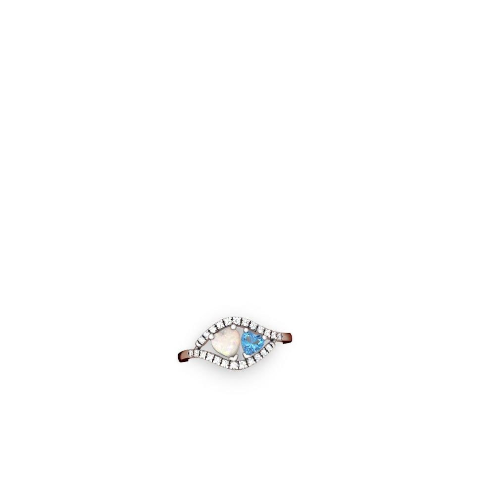 Opal Mother And Child 14K White Gold ring R3010