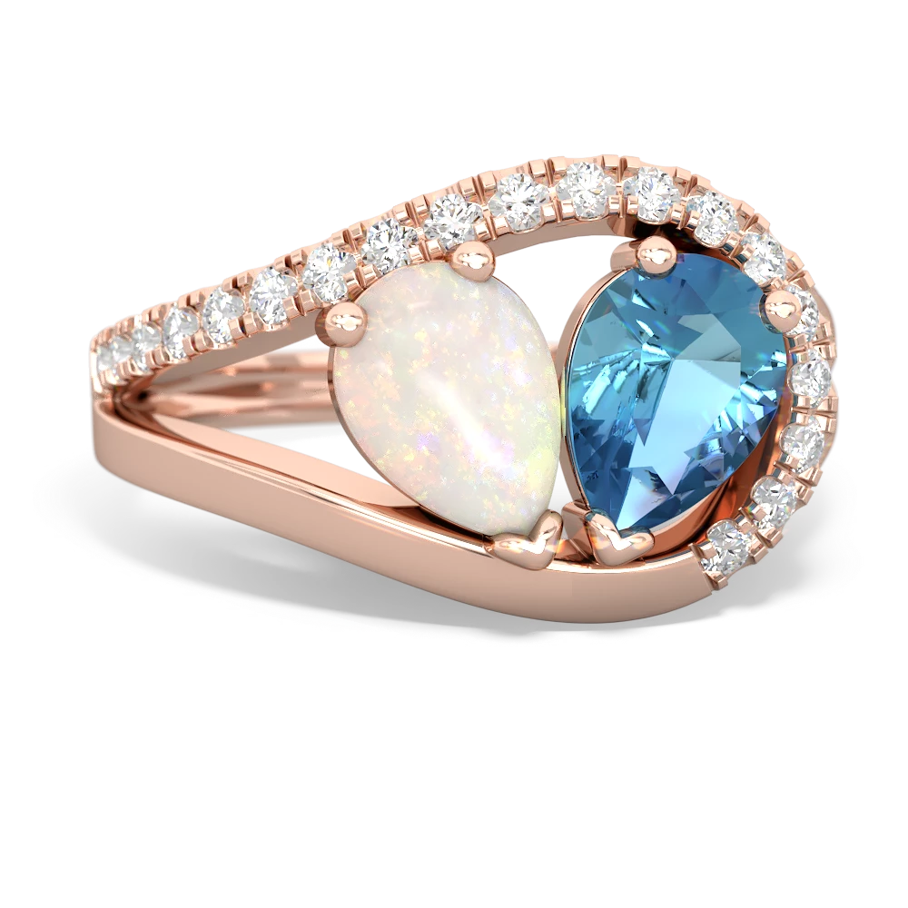 Opal Nestled Heart Keepsake 14K Rose Gold ring R5650