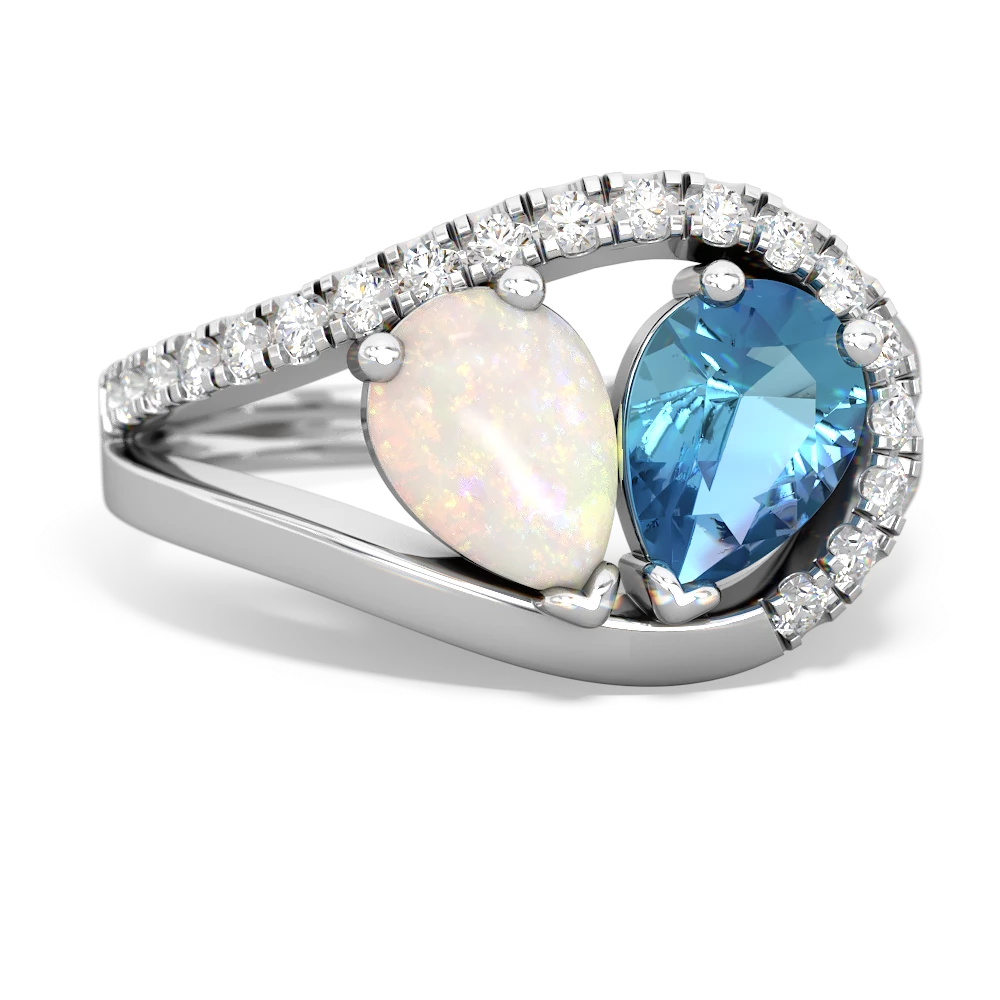 Opal Nestled Heart Keepsake 14K White Gold ring R5650