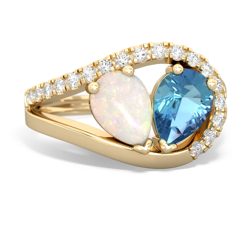 Opal Nestled Heart Keepsake 14K Yellow Gold ring R5650