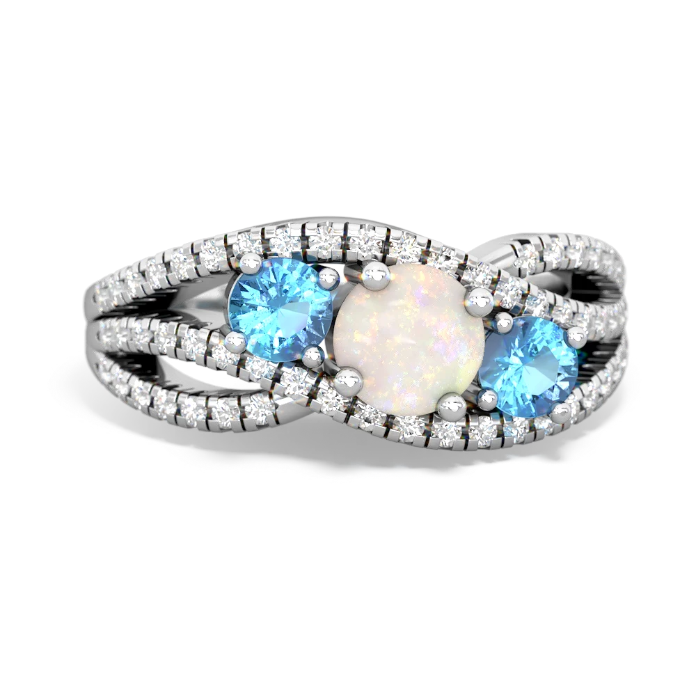 Opal Three Stone Aurora 14K White Gold ring R3080