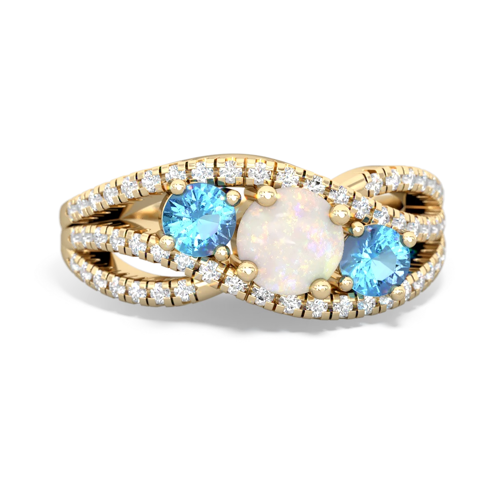 Opal Three Stone Aurora 14K Yellow Gold ring R3080