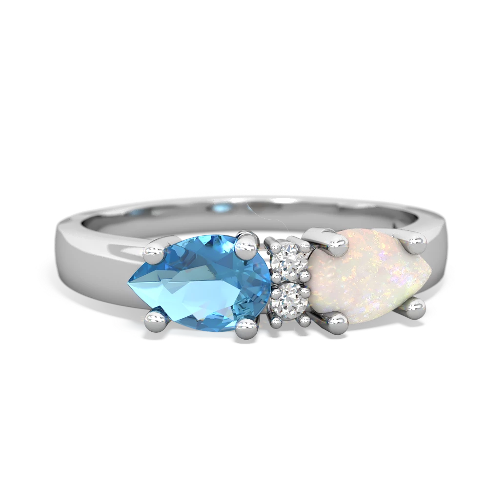 Opal Pear Bowtie 14K White Gold ring R0865