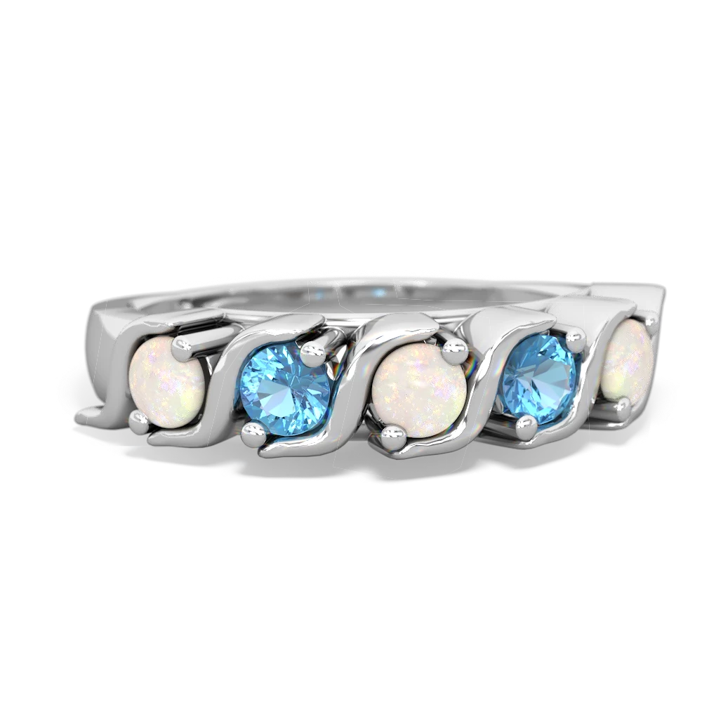 Opal Anniversary Band 14K White Gold ring R2089