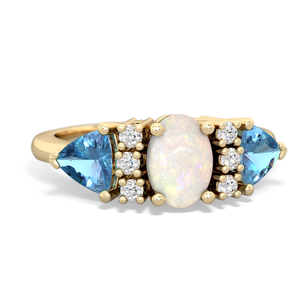 Opal Antique Style Three Stone 14K Yellow Gold ring R2186